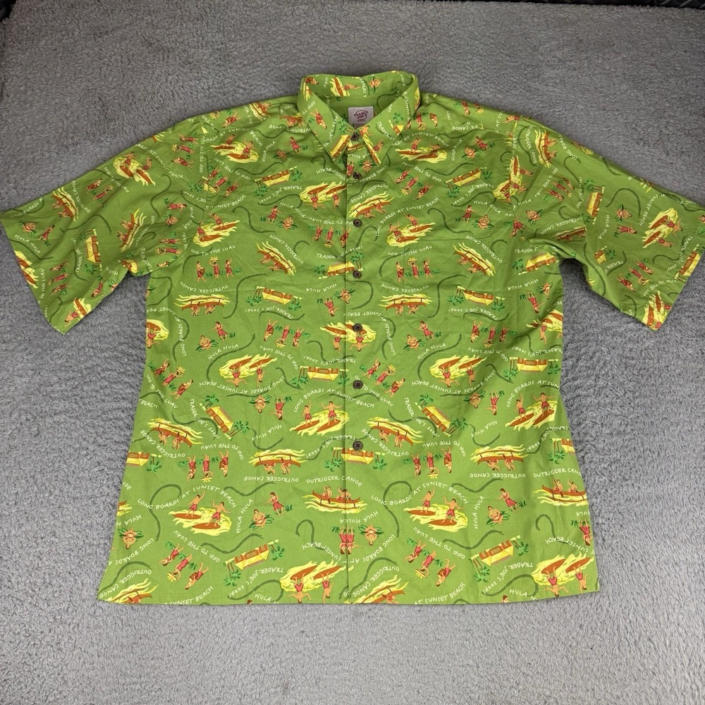 Reyn Spooner Trader Joe's Shirt Mens XL Hawaiian Employee Uniform 2007 Green